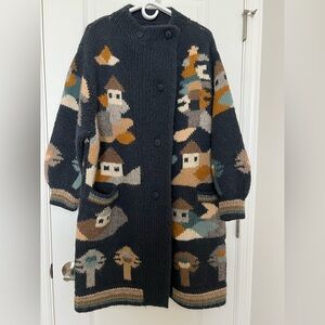 Long wool Sirogojno Sweater Chunky Wool Cardigan
